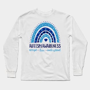 Autism Awareness Rainbow Hearts Long Sleeve T-Shirt